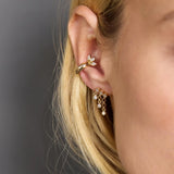 Bezel Diamond Small Rolo Chain Waterfall Stud Earrings