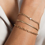 Zoe Chicco | Small Curb Chain Bracelet with Floating Diamond