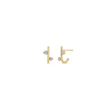 Zoe Chicco | Mixed Prong-Set Diamond J Hook Hoop Earrings