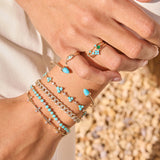 Small Star Set Turquoise Oval Signet Ring