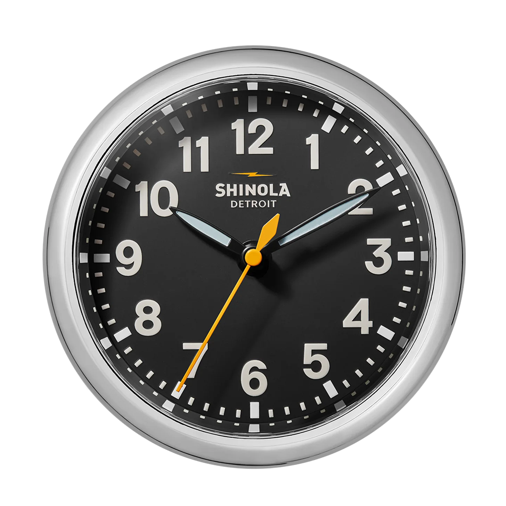 Runwell 6" Desk Clock, Black / Chrome