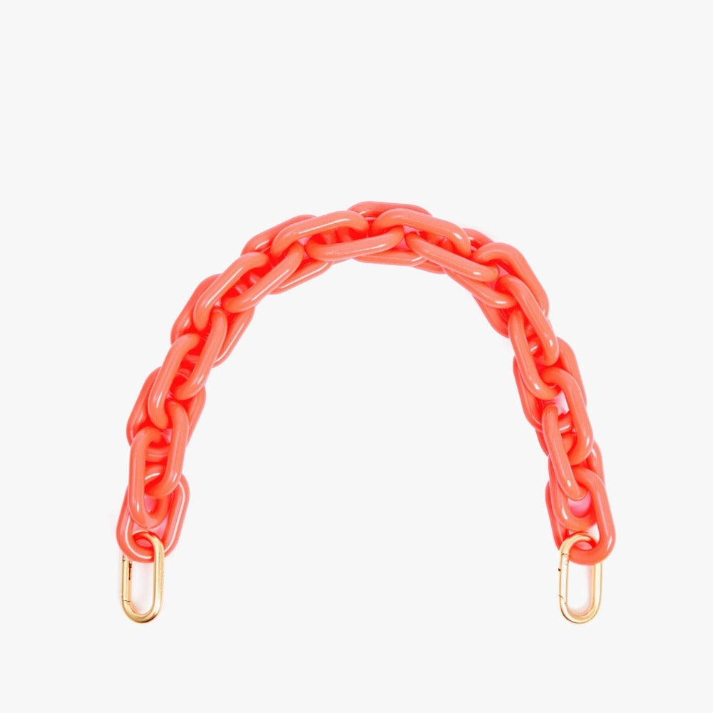 large link resin coral strap for purses with gold hardware