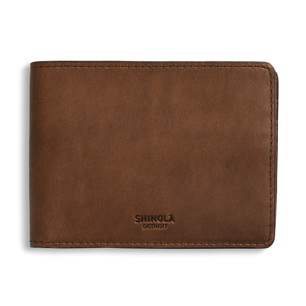 Slim Bifold Navigator Wallet, Medium Brown