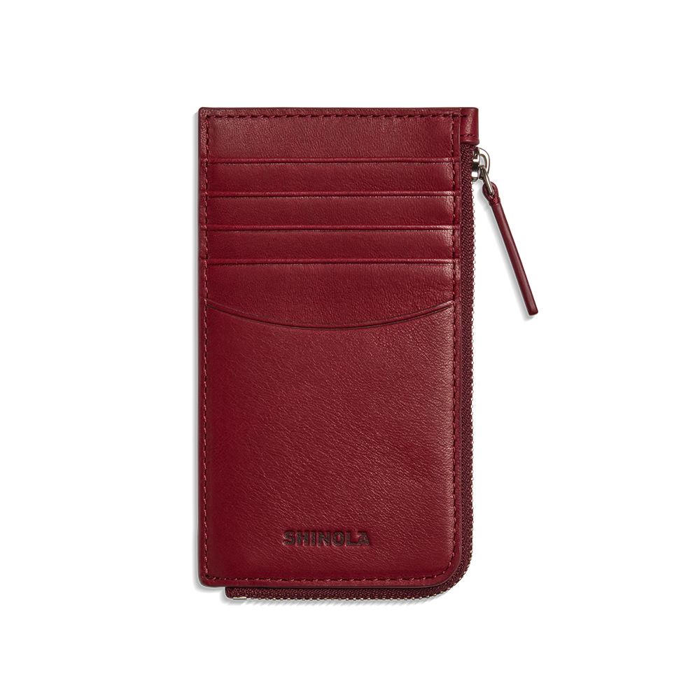 Birdy Zip Around Leather Card Case, Merlot