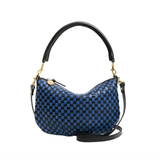 Petit Moyen Messenger, Black and Cobalt Woven Checker