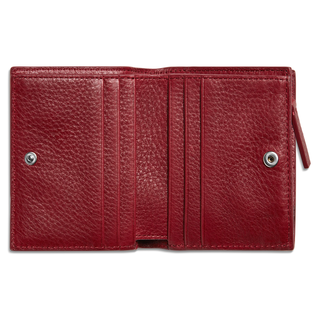 Coin Bifold Leather Wallet, Ruby