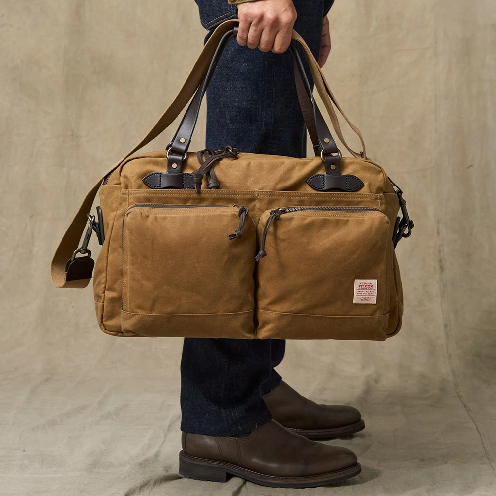 48 Hr Tin Cloth Duffle, Dark Tan and Brass