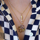 Emerald and Turquoise Grande Checkerboard Charm