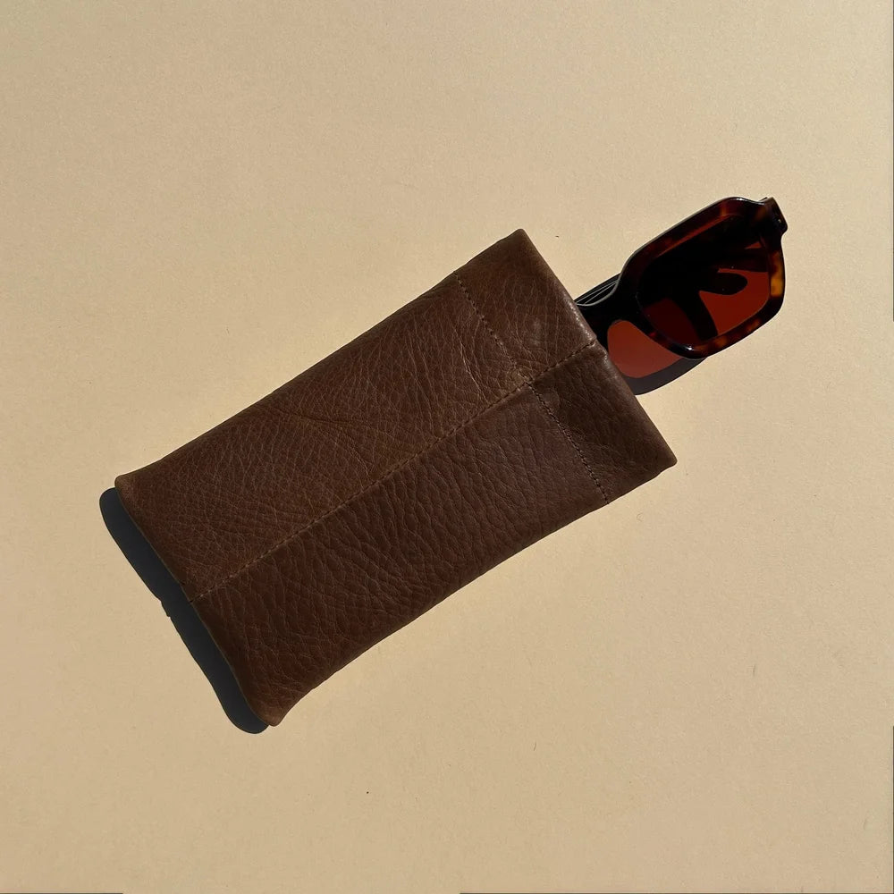 Sunglasses Case, Chocolate Leather