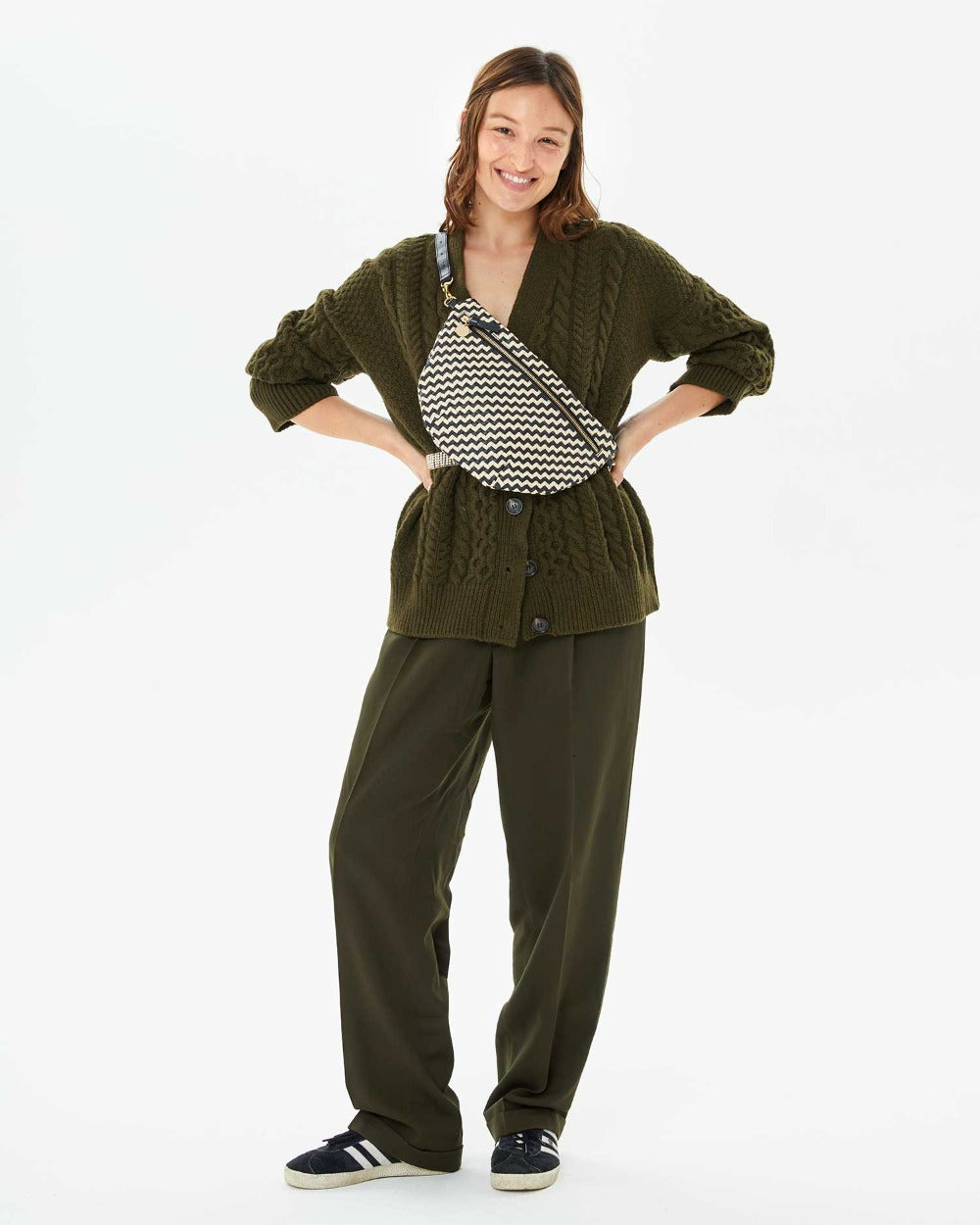 Grande Fanny, Black and Cream Woven Zig Zag