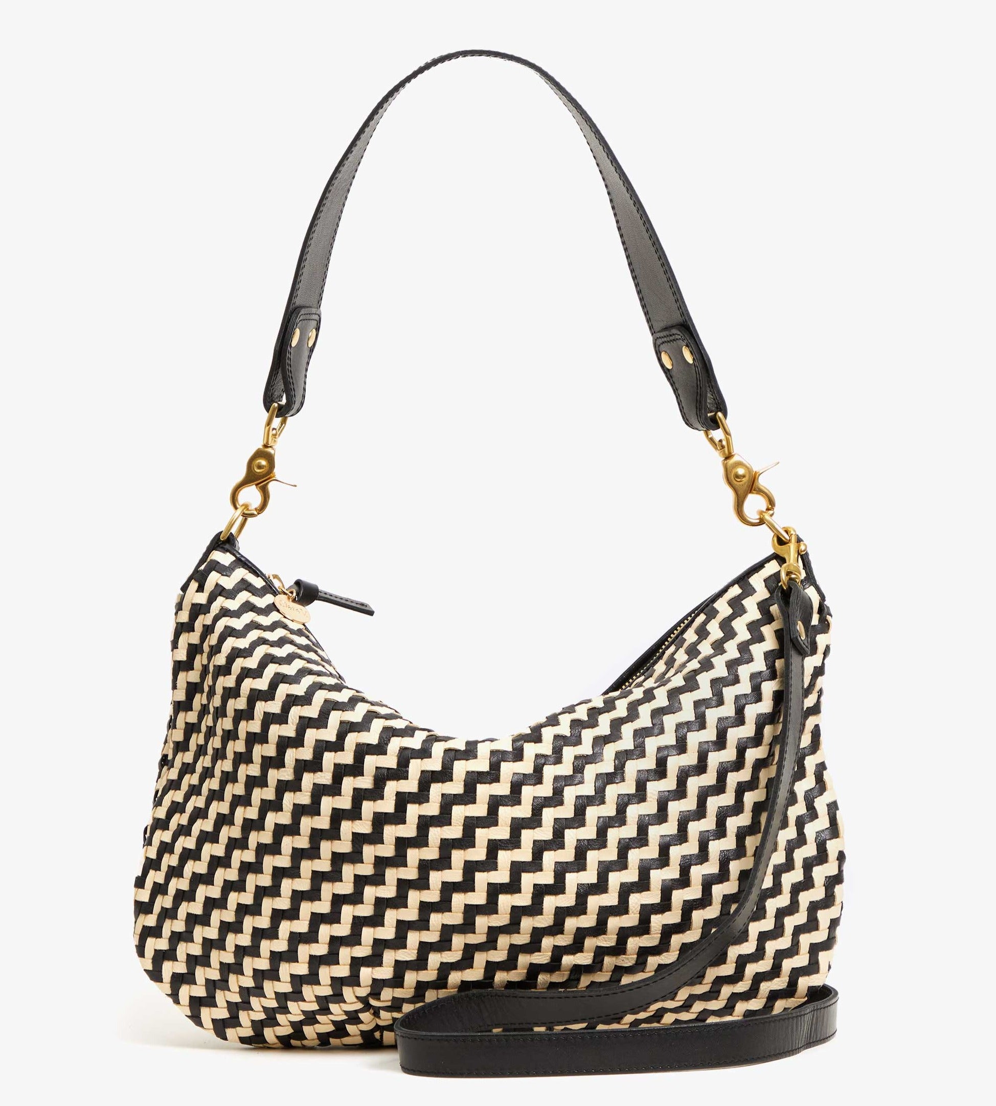 Moyen Messenger, Black and Cream Woven Zig Zag
