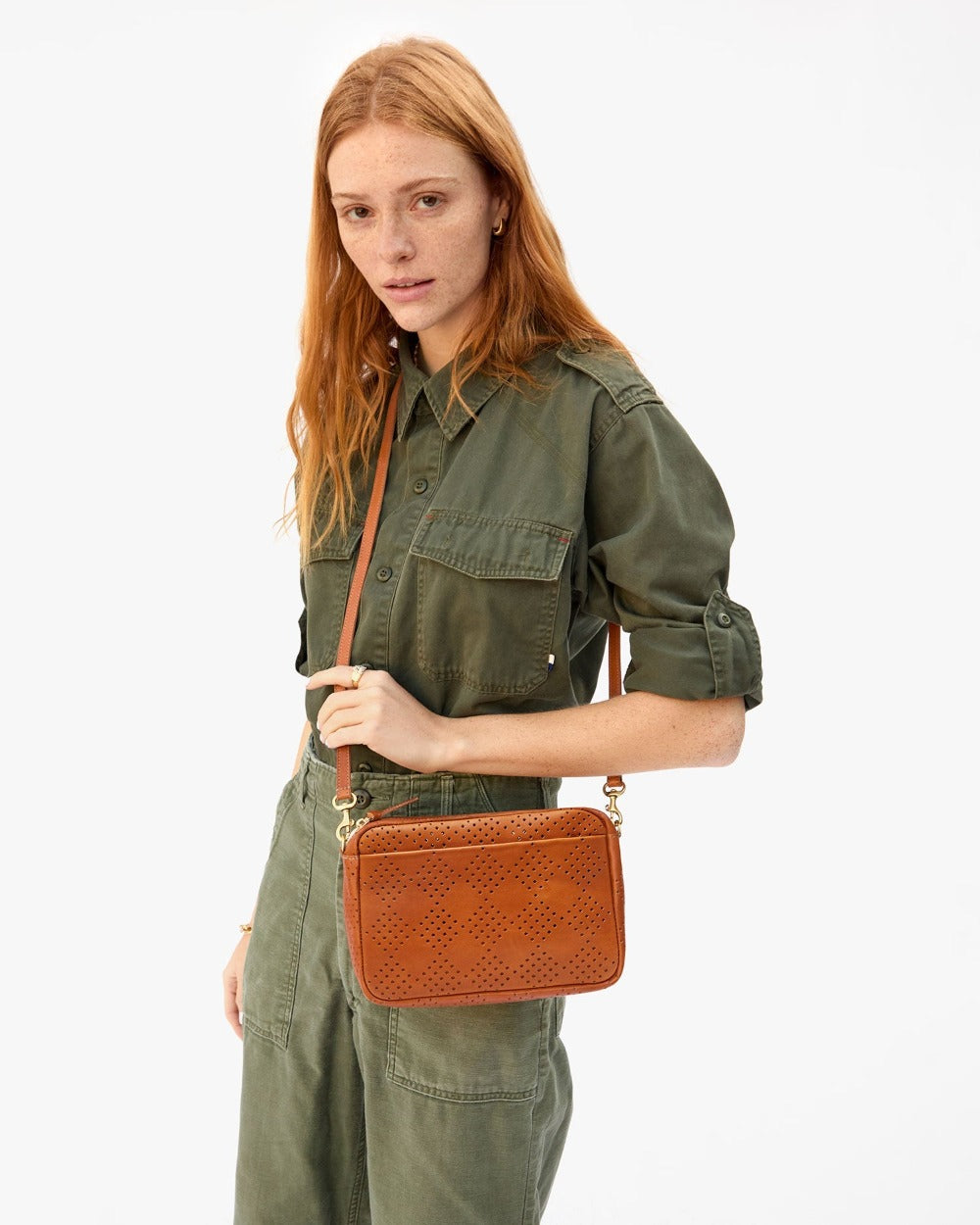 Clare V. | Marisol with Front Pocket, Lightweight Checker Perf