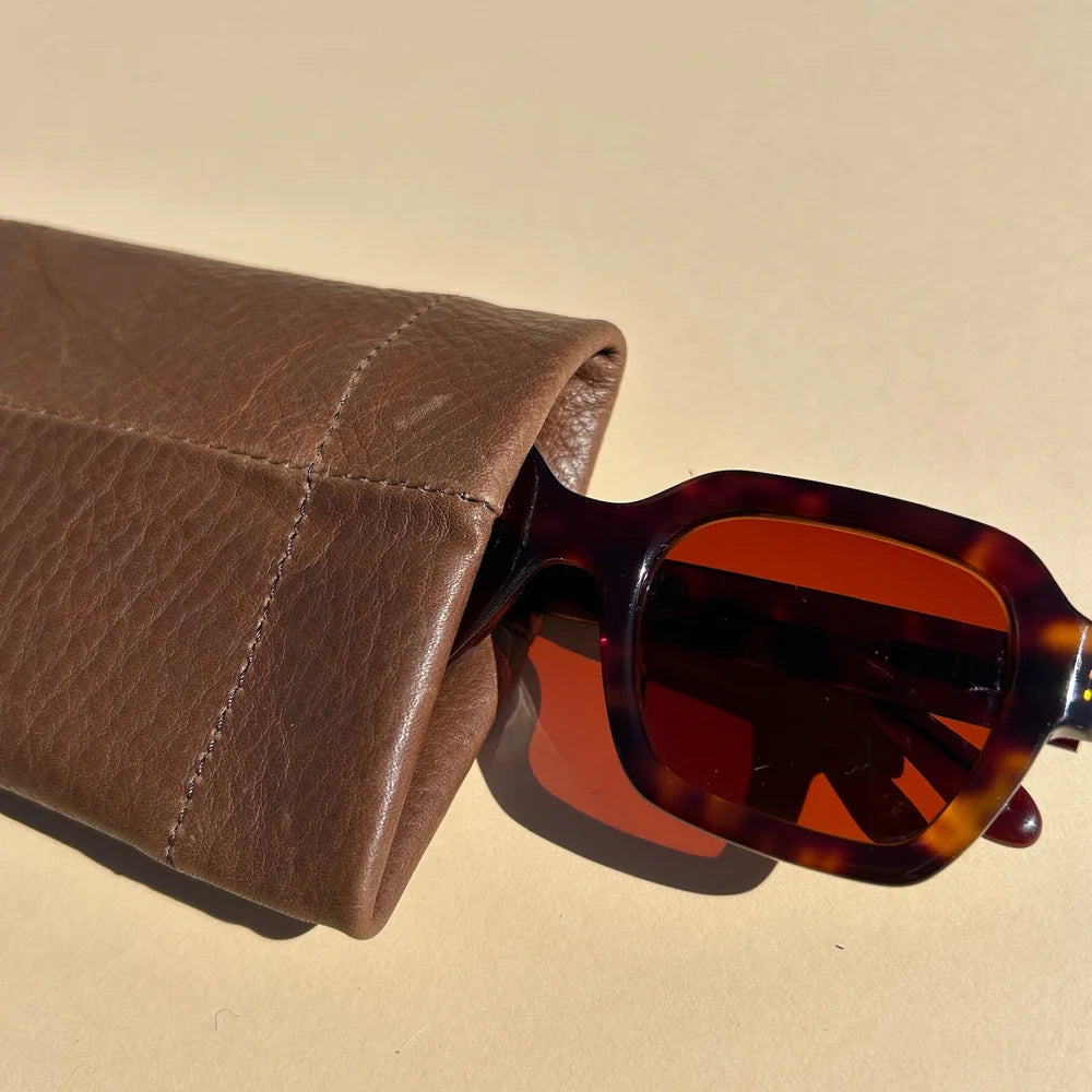 Sunglasses Case, Chocolate Leather