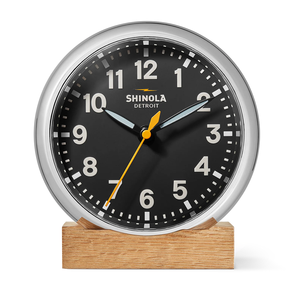 Runwell 6" Desk Clock, Black / Chrome