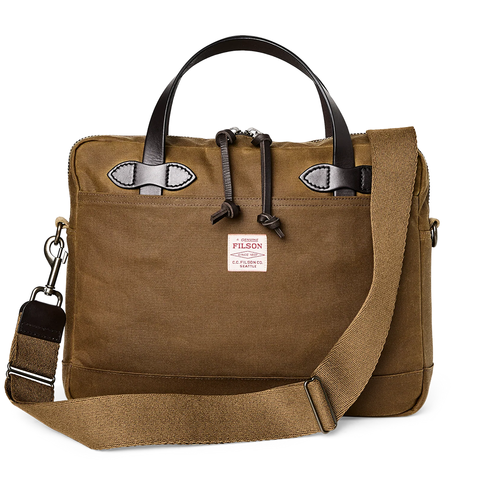 Tin Cloth Compact Briefcase, Dark Tan