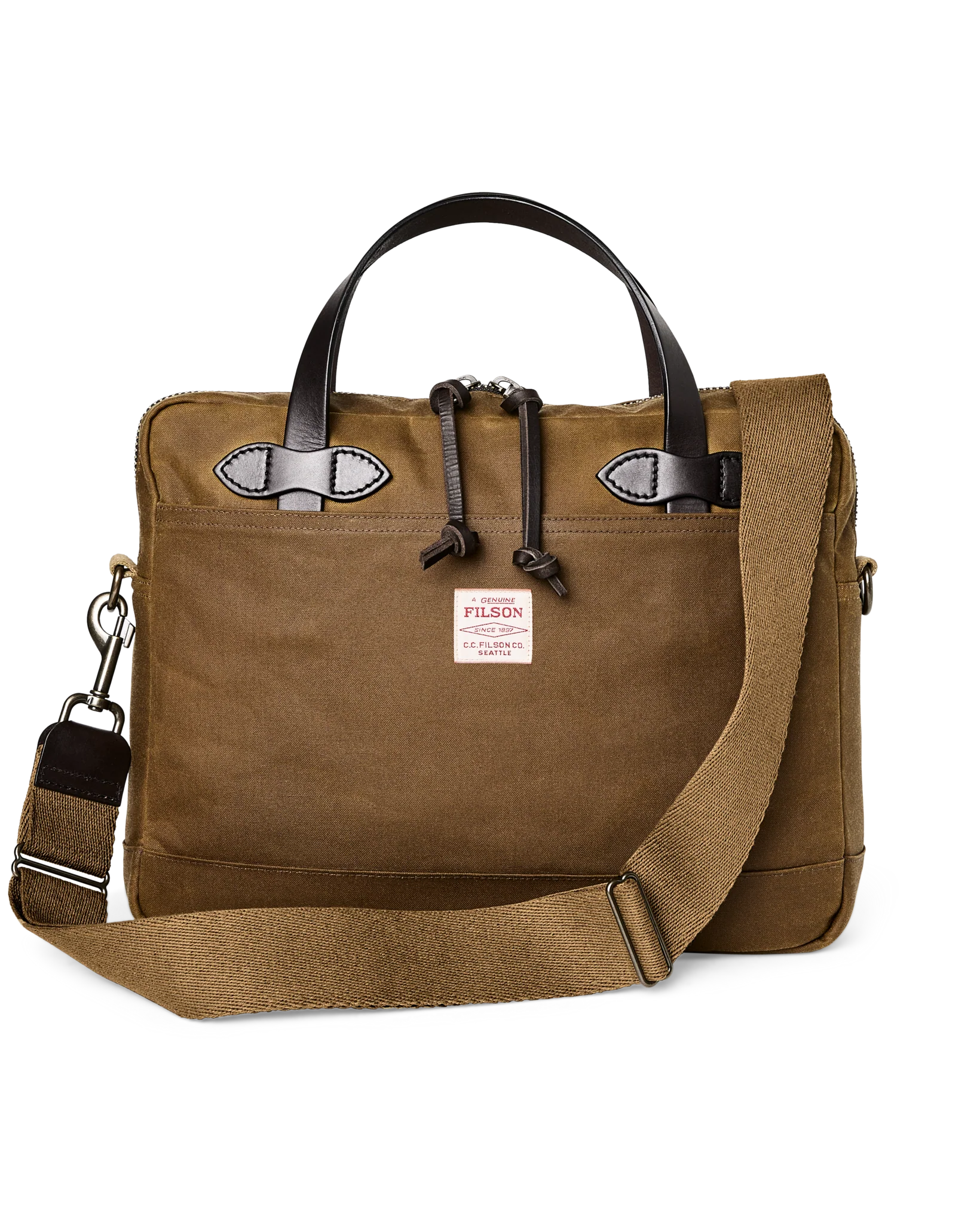 Tin Cloth Compact Briefcase, Dark Tan