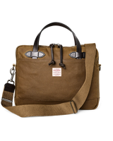 Tin Cloth Compact Briefcase, Dark Tan
