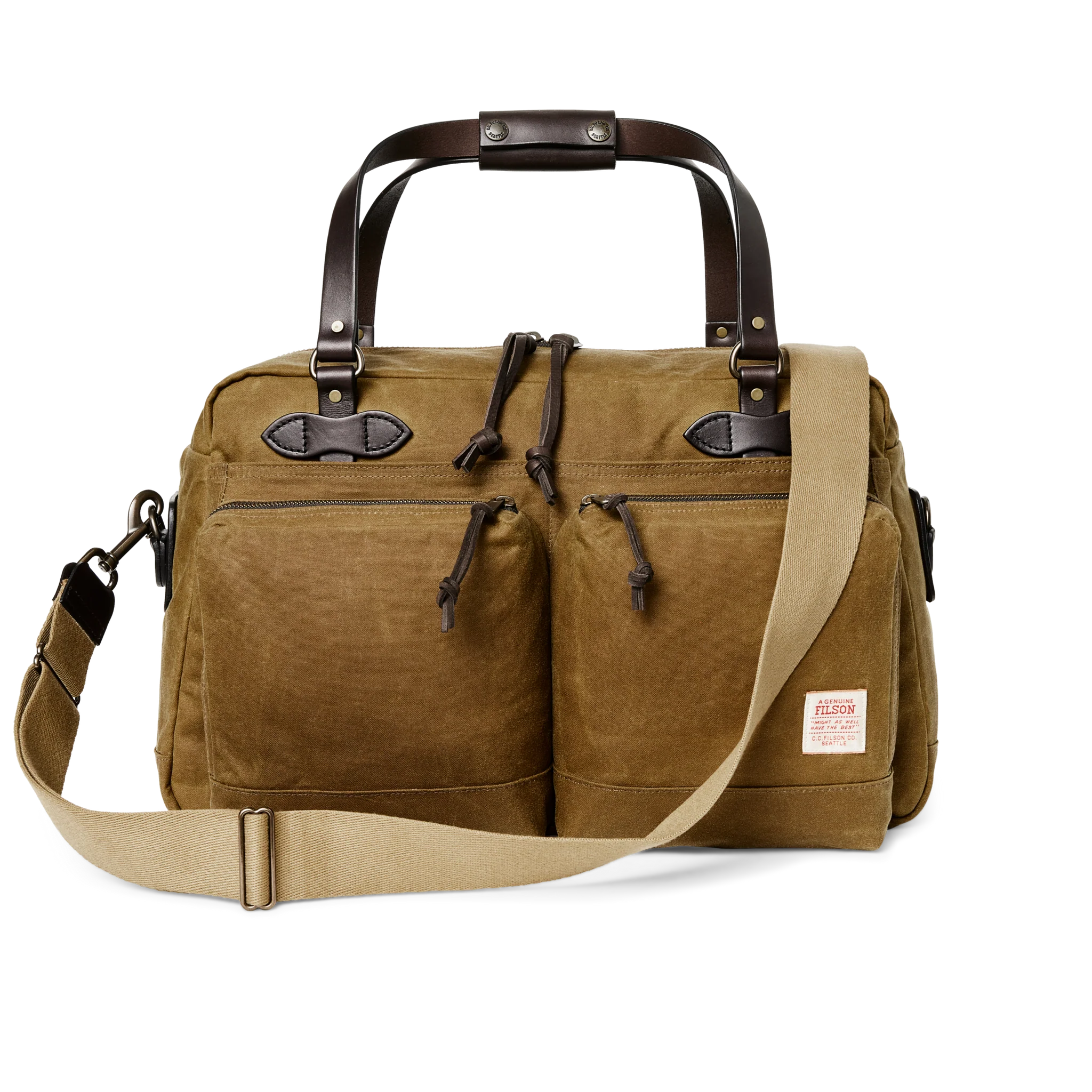 48 Hr Tin Cloth Duffle, Dark Tan and Brass