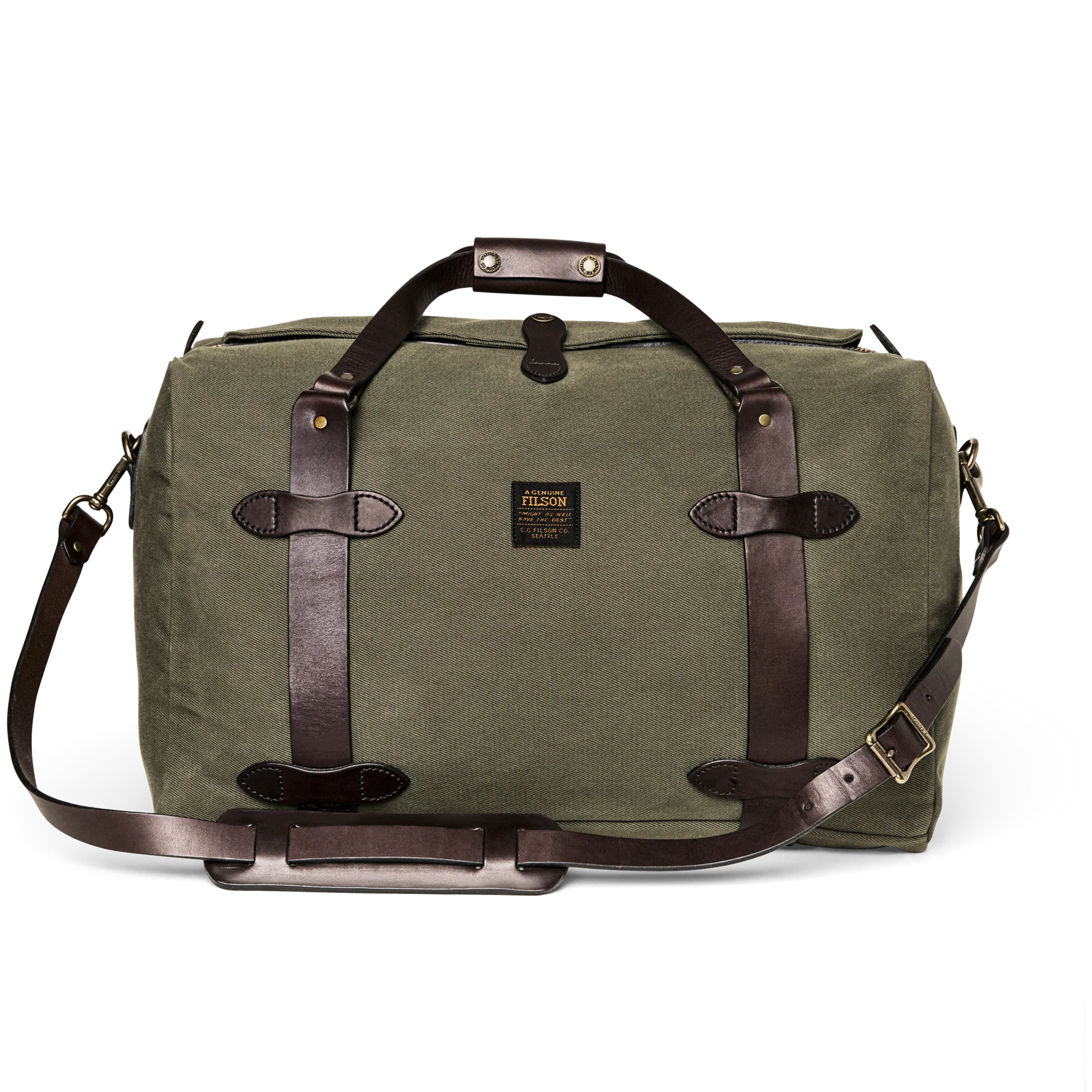 Medium Rugged Twill Duffle Bag, Otter Green