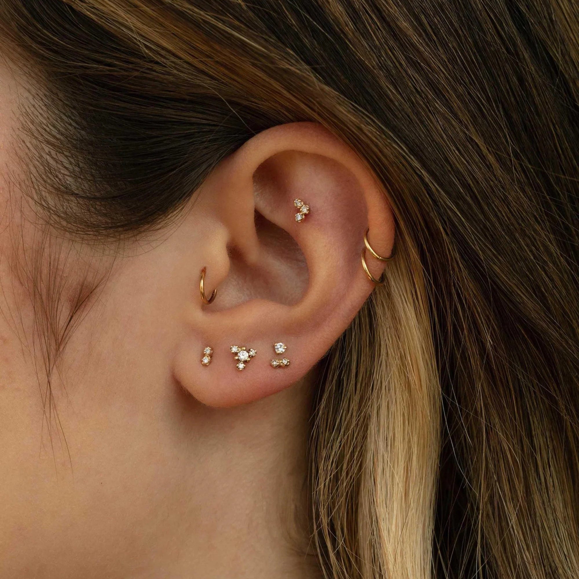 Diamond Dimple Flat Back Stud Earring (Single)