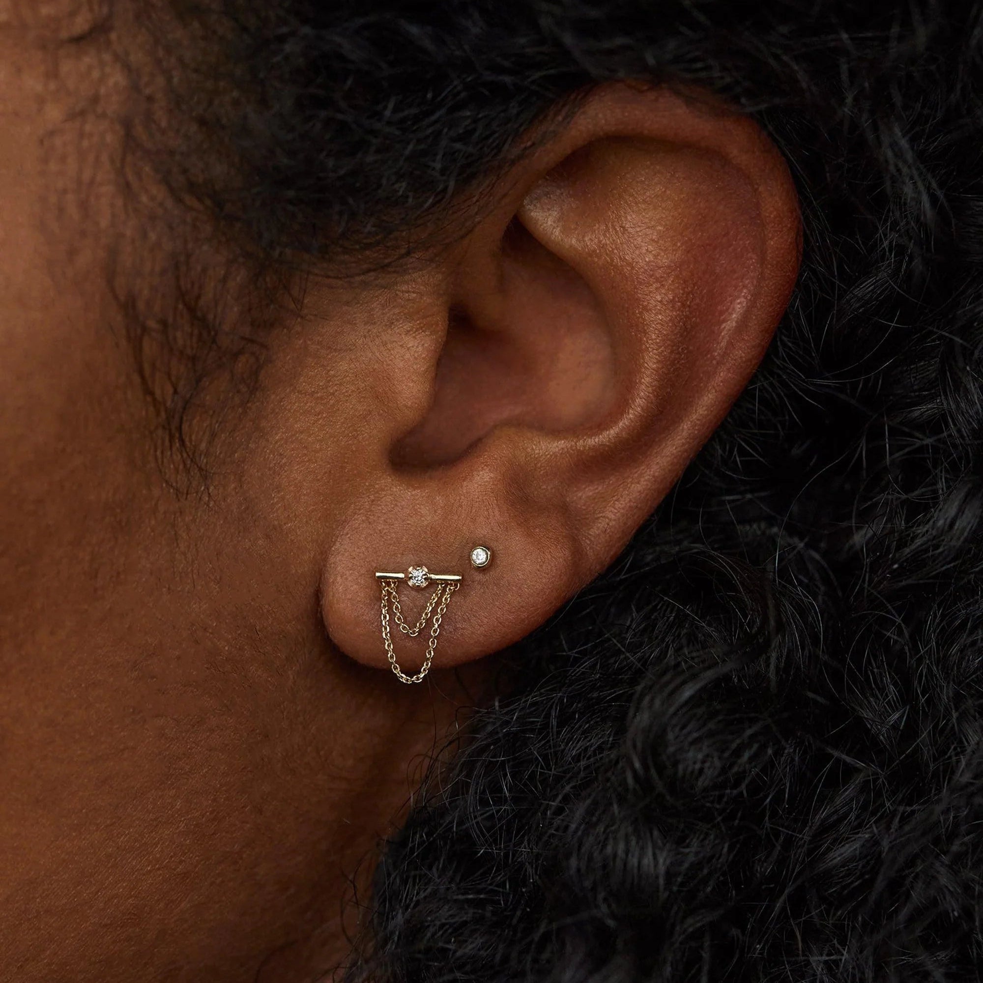 Linn Chain Stud Earring (Single)