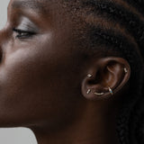 Duo Baguette Cut Diamond Flat Back Stud Earring (Single)