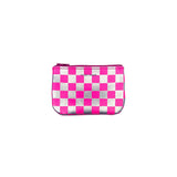 X Small Zip Pouch, Pink and Silver Check