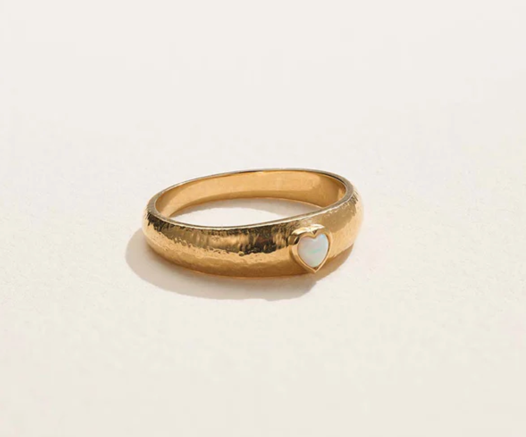 Opal Bezel Heart Ring
