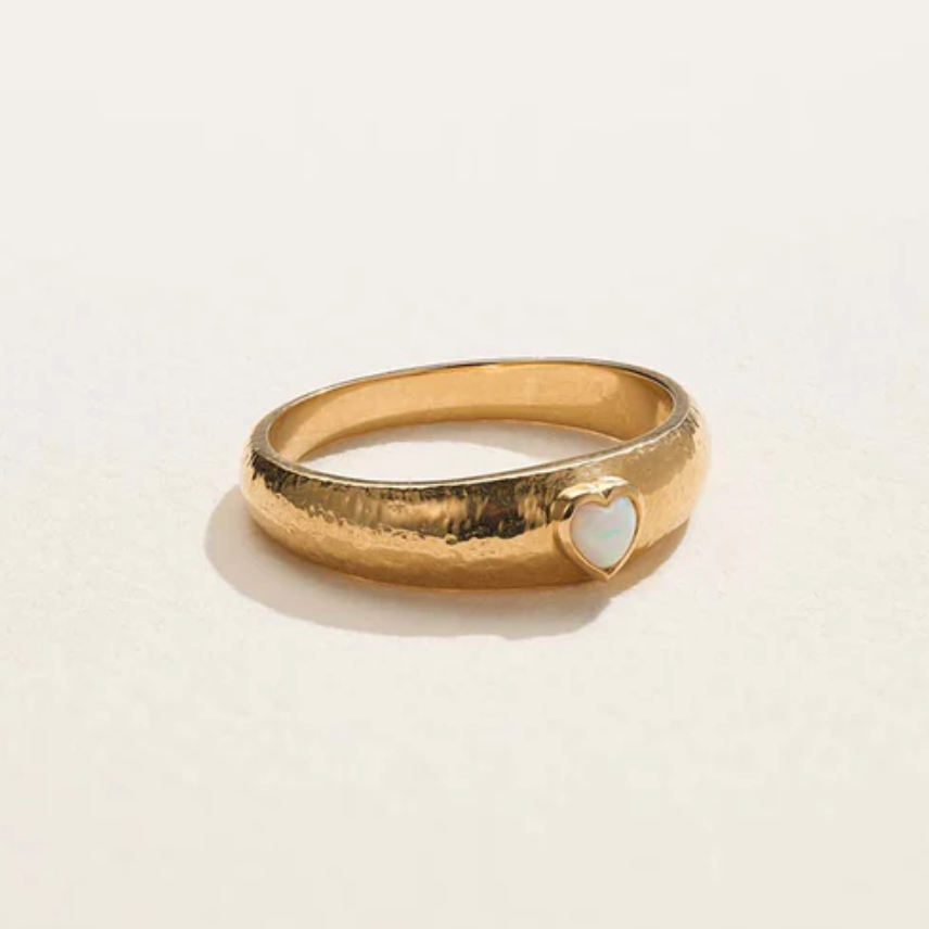 Opal Bezel Heart Ring