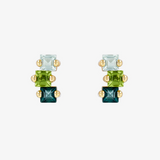 Suzanne Kalan | 14k Ombre Princess Cut Green Gemstone Stud Earrings