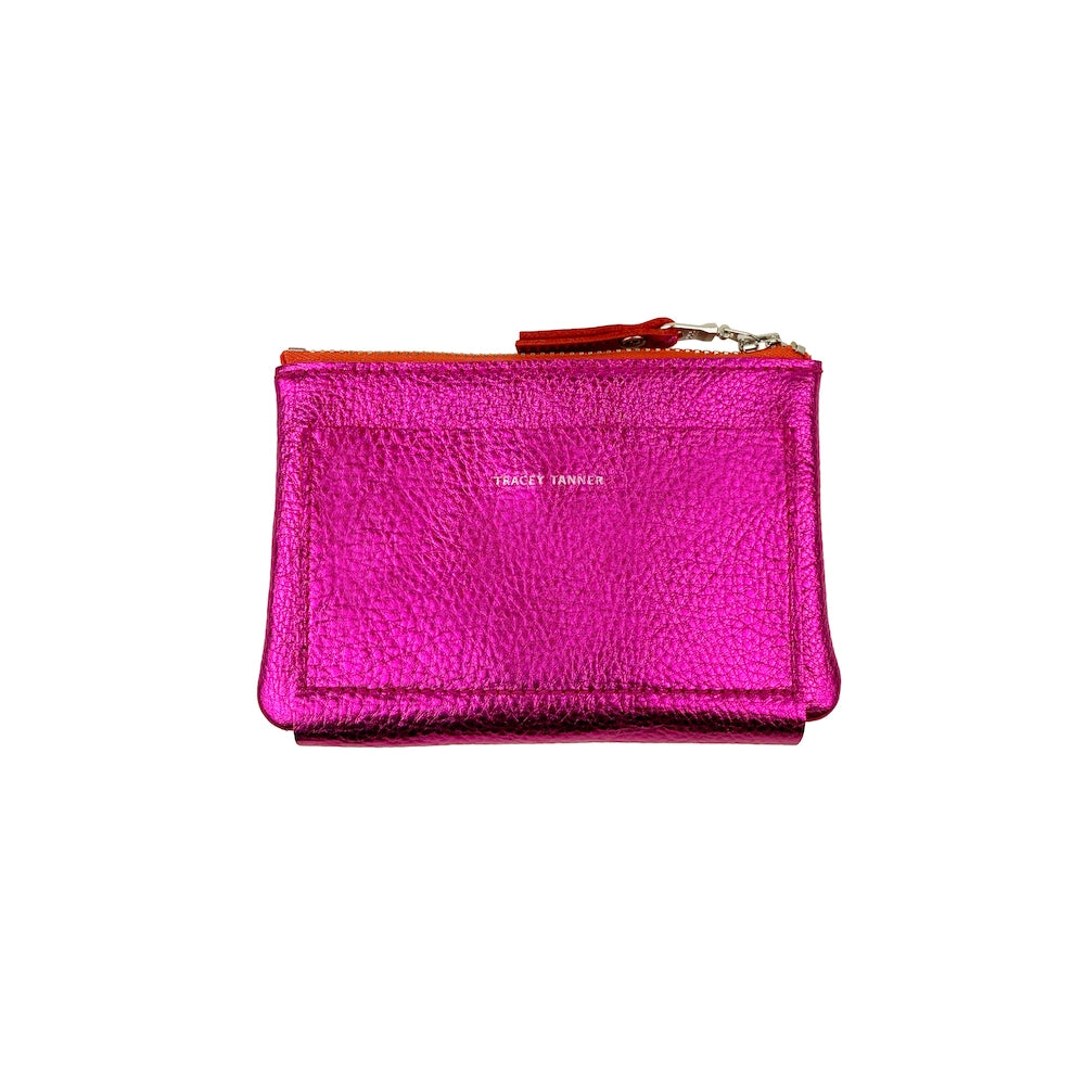Nico Wrap Wallet, Texture Matte Foil Electric Pink