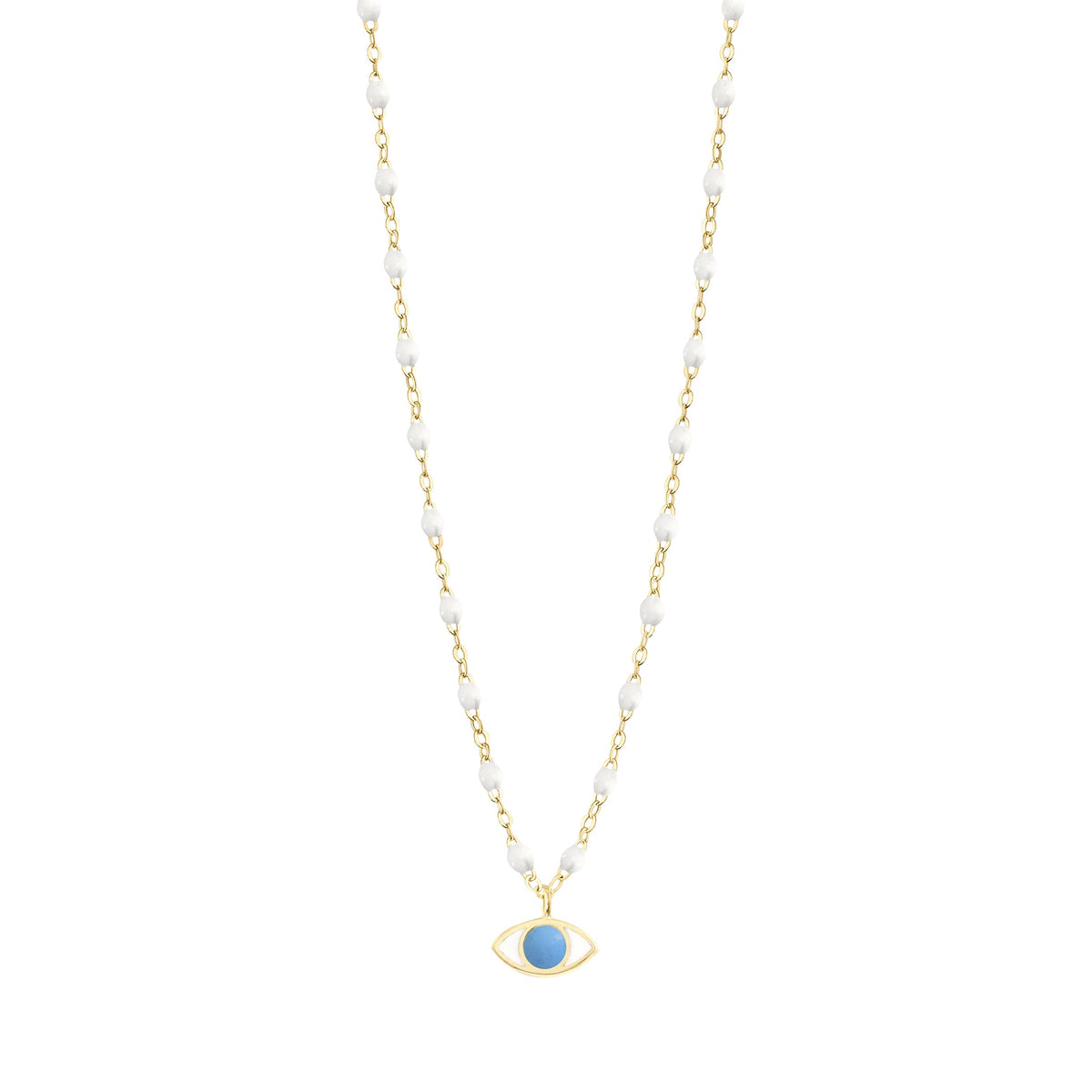 White Classic Eye Necklace, 16.5"