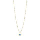 White Classic Eye Necklace, 16.5"