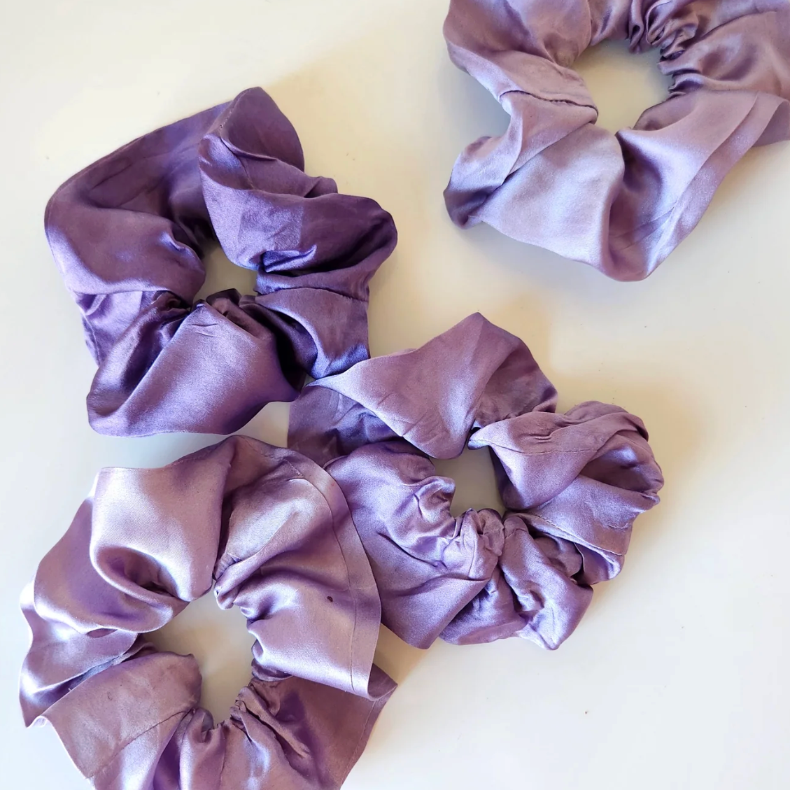 Botanically Dyed Silk Scrunchie, Solid Silver Lavender