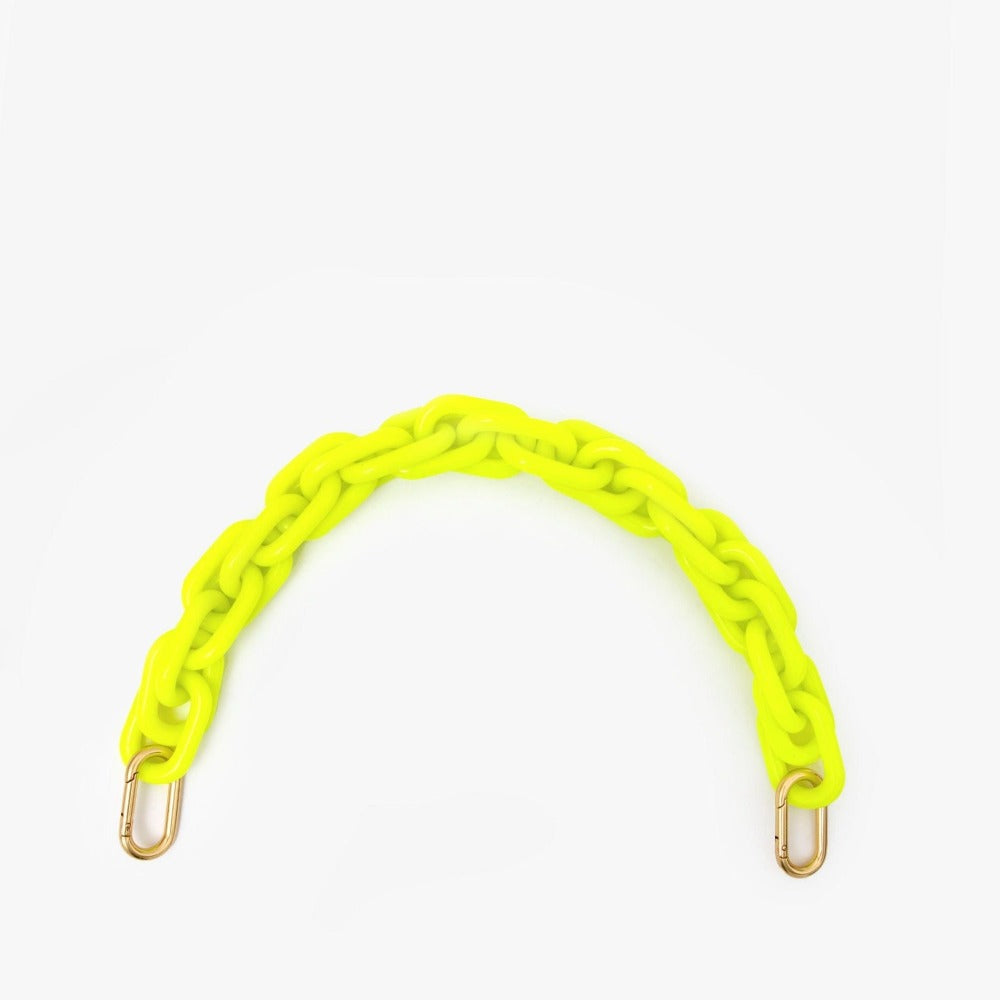 bright yellow resin link purse strap with gold hardware
