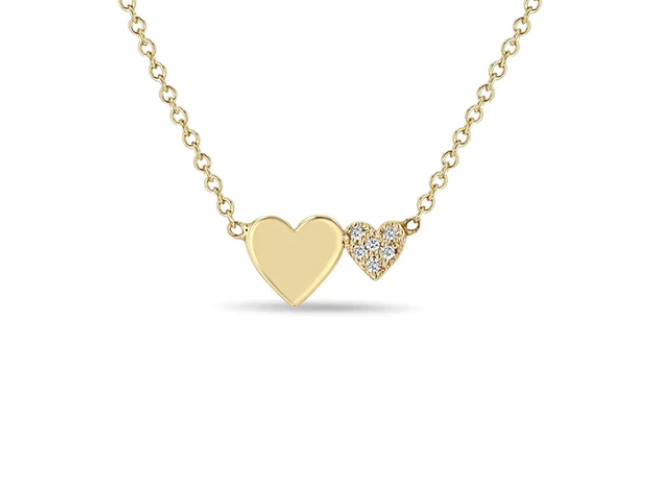 Zoe Chicco | Mixed Midi and Itty Bitty Pave Diamond Heart Necklace