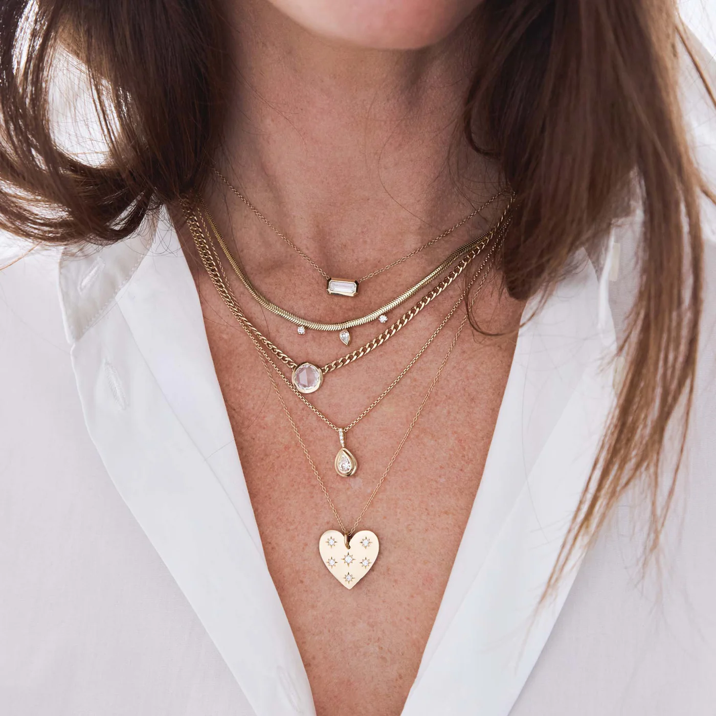 Zoe Chicco | Scattered Star-Set Diamond Aura Heart Necklace