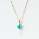 Turquoise and Diamond Blossom Flower Necklace
