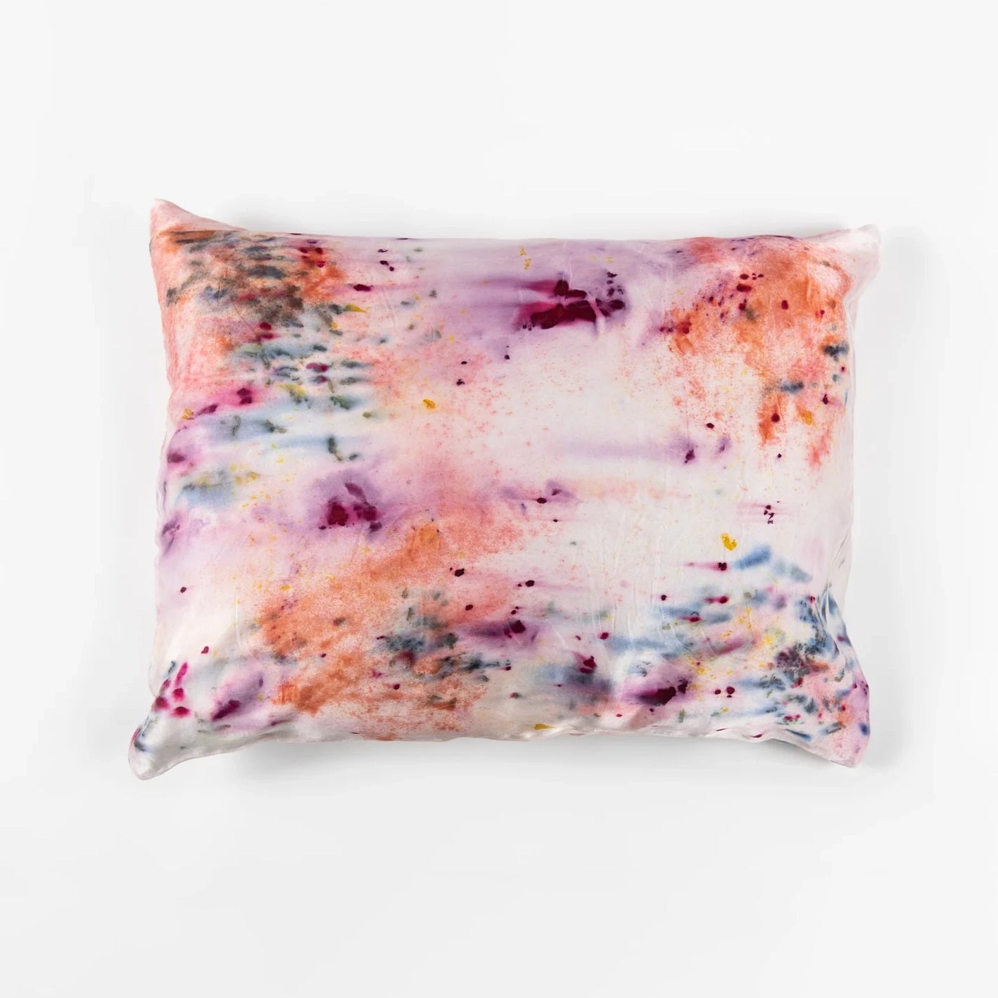 Abstract Botanically Dyed Silk Pillowcase, Multi