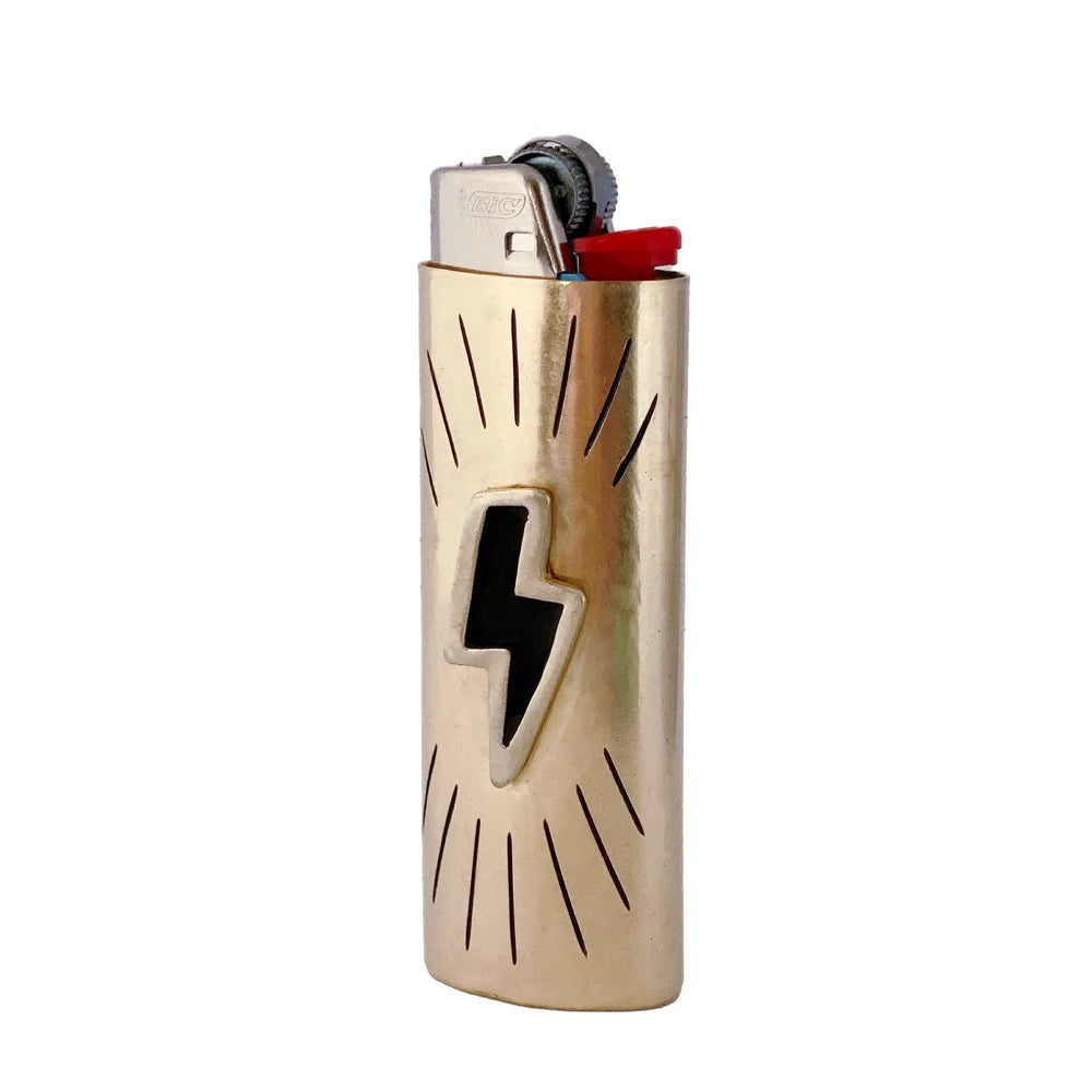 Therese Kuempel | Handmade Brass Lighter Case, Lightning