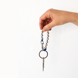 Short Perlen Sterling Silver Keychain, Blue