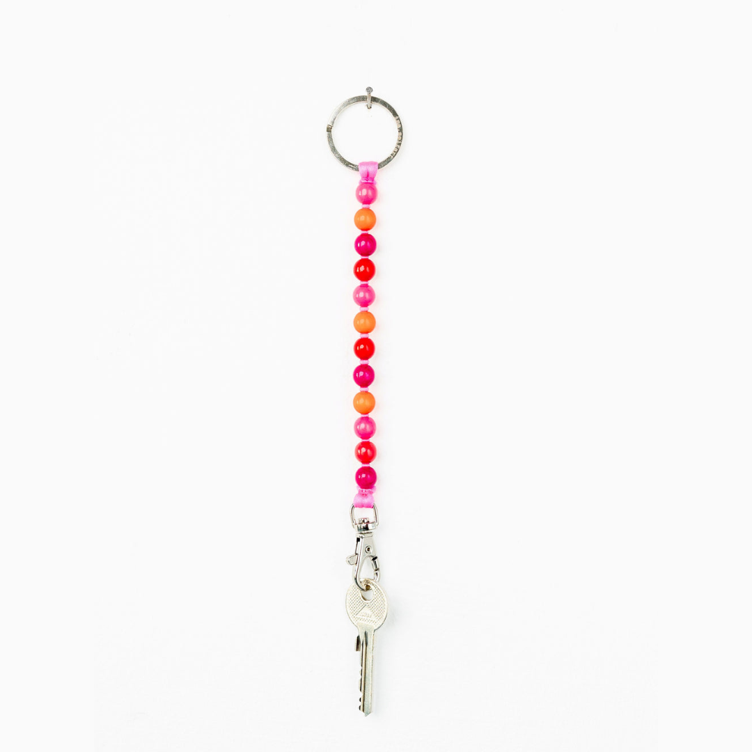 Short Perlen Keychain, Pink Mix