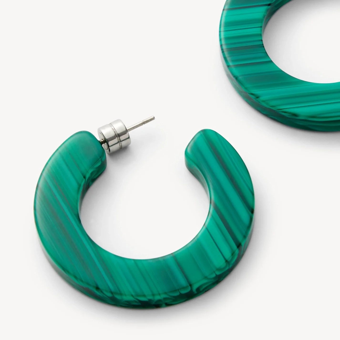 Kate Hoop Earrings, Malachite