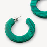 Kate Hoop Earrings, Malachite