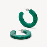 Kate Hoop Earrings, Malachite