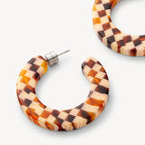 Kate Hoop Earrings, Tortoise Checker