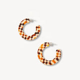 Kate Hoop Earrings, Tortoise Checker