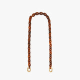 mini link tortoise resin shoulder bag strap with gold hardware
