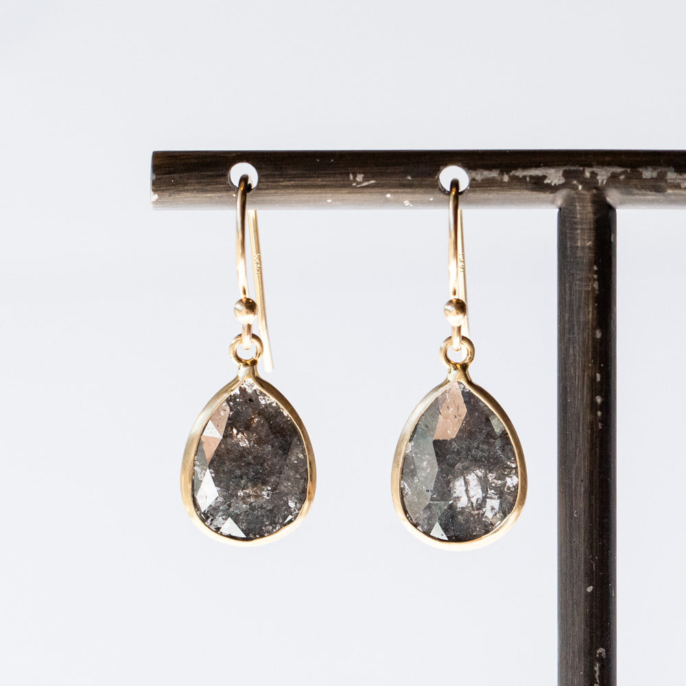Teardrop Rustic Diamond Drop Earrings