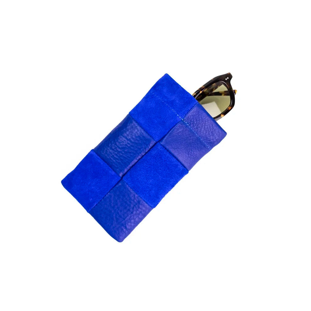 Sunglasses Case, Lapis Check Leather
